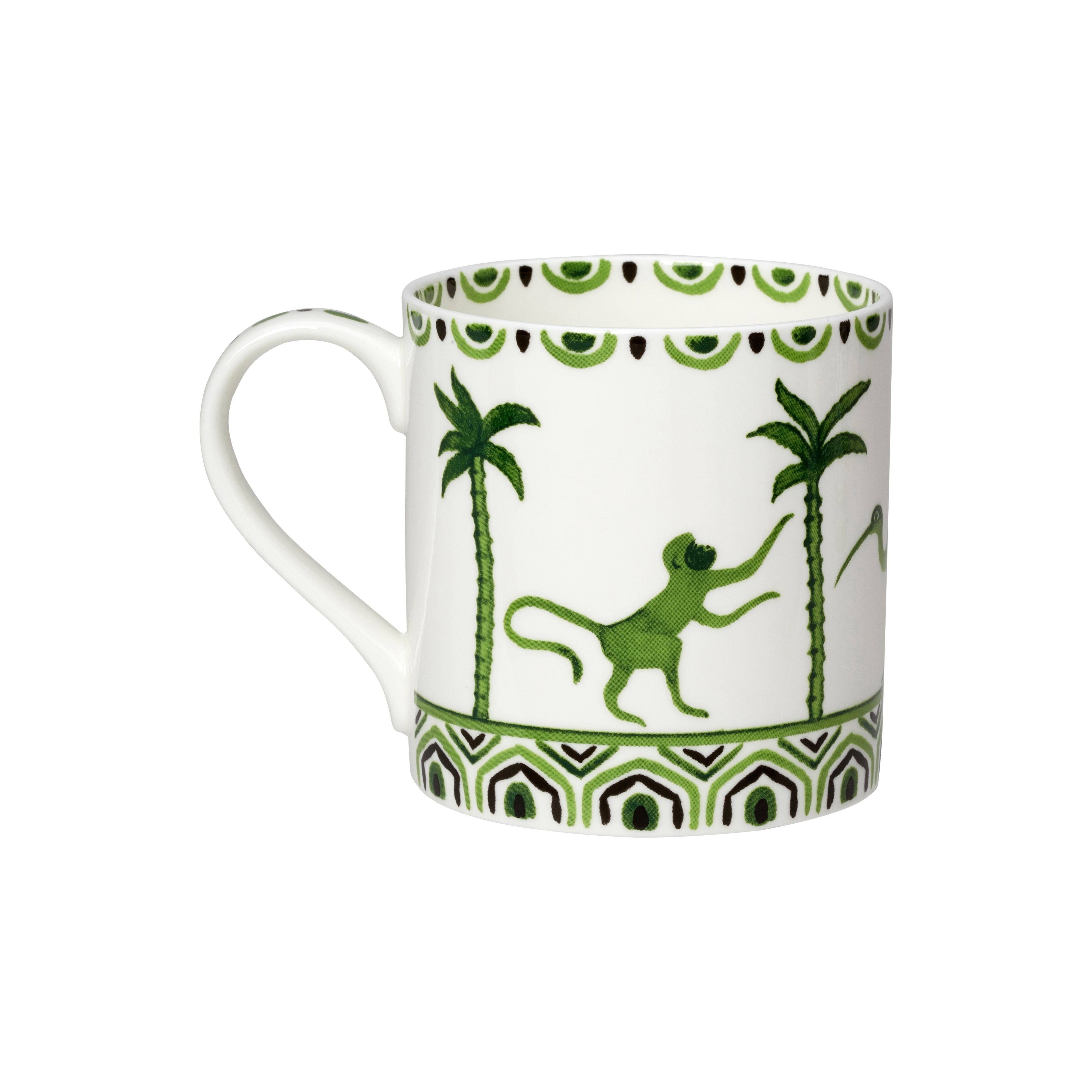 White Bone China Mug with hand painted design. Made in England