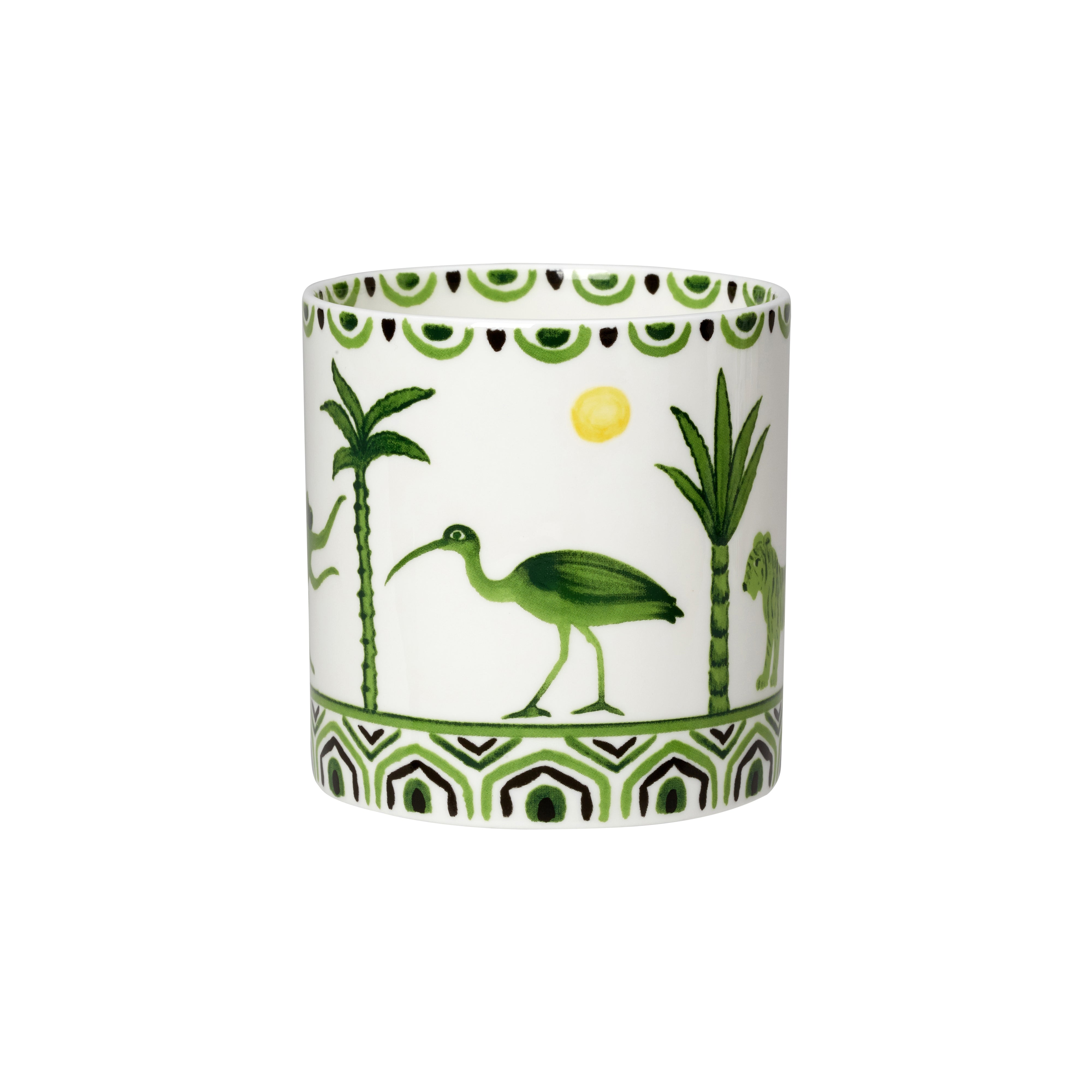 White Bone China Mug with hand painted design. Made in England